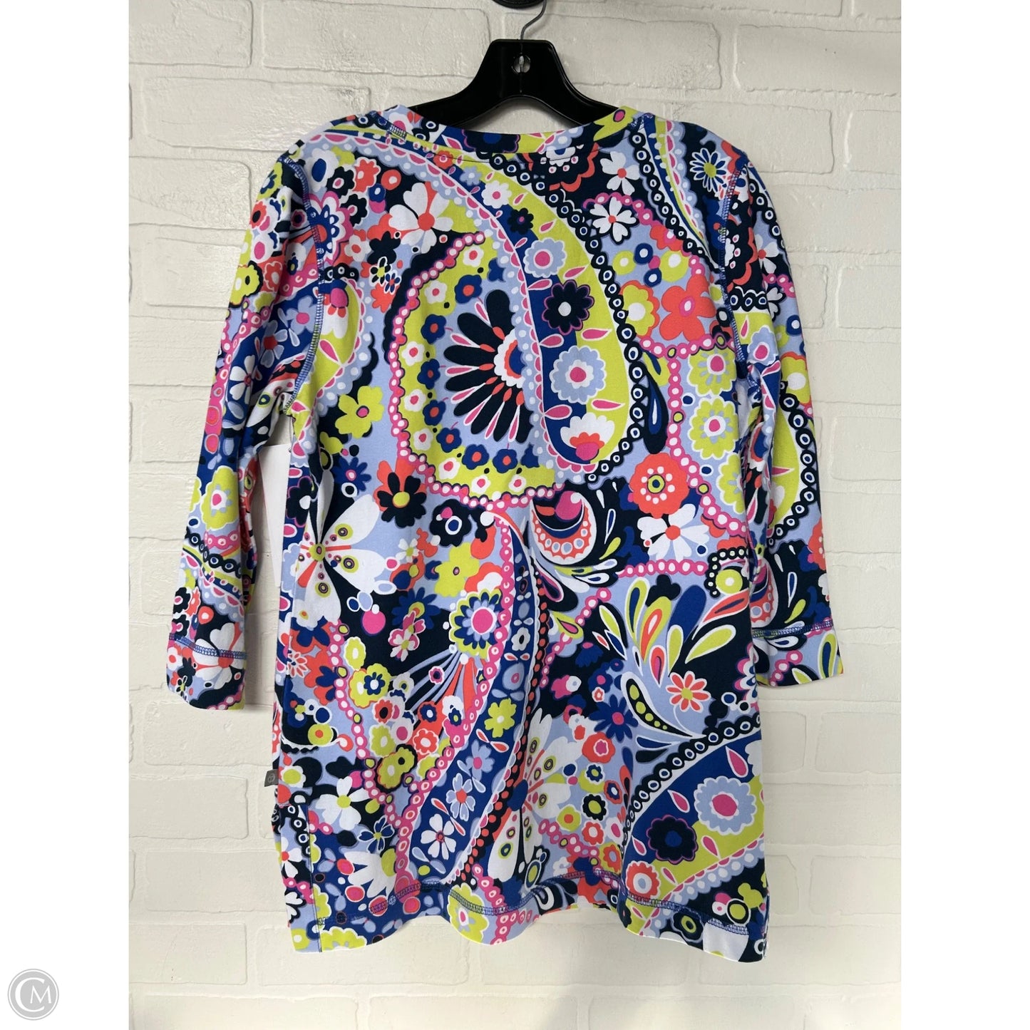Top 3/4 Sleeve By Talbots In Blue & Orange, Size: Mp