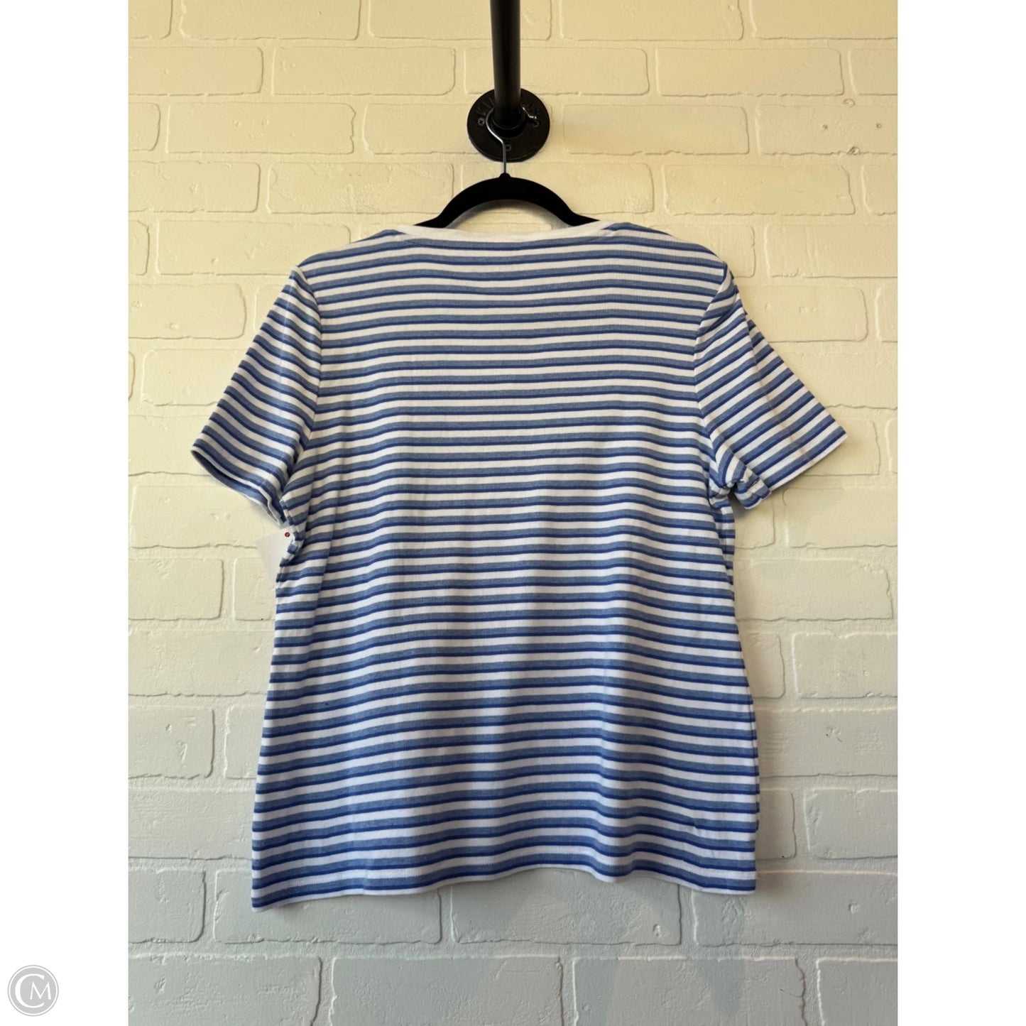 Top Short Sleeve Basic By Talbots In Blue & White, Size: Xlp
