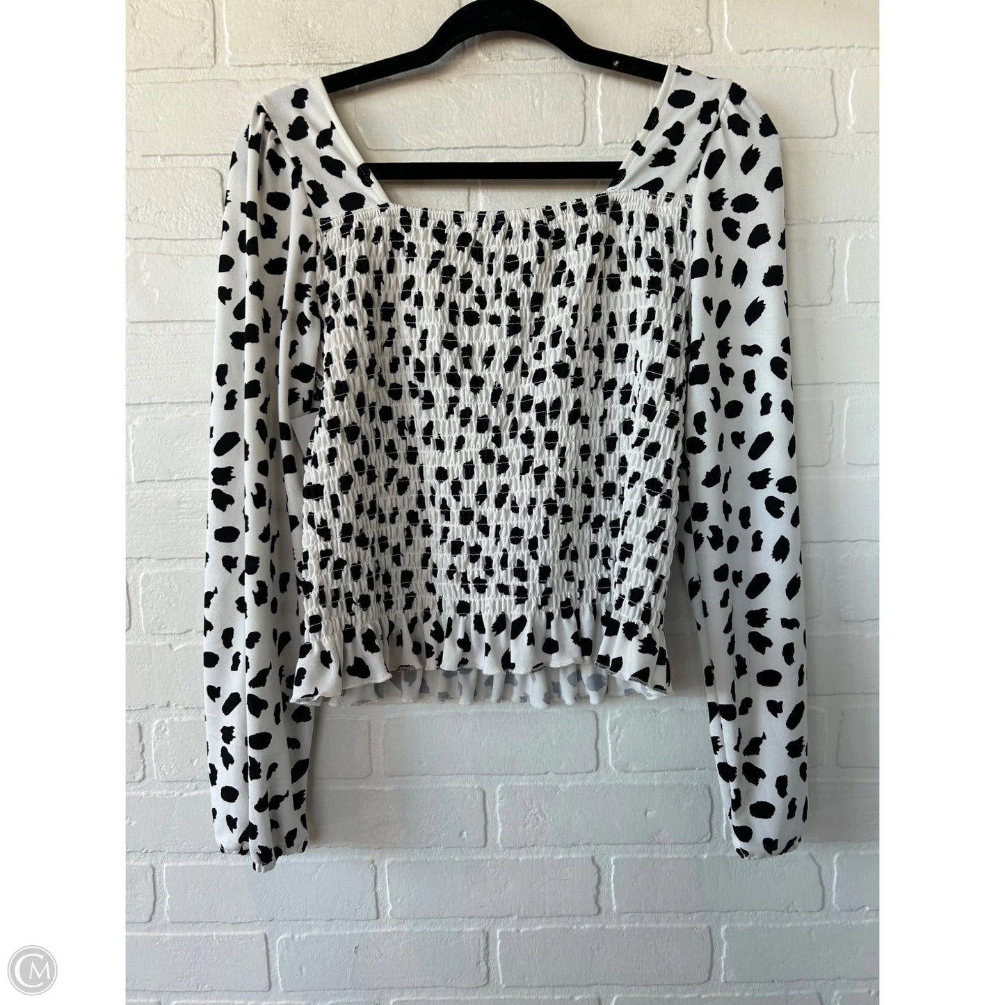 Top Long Sleeve By lark + grey In Black & White, Size: L