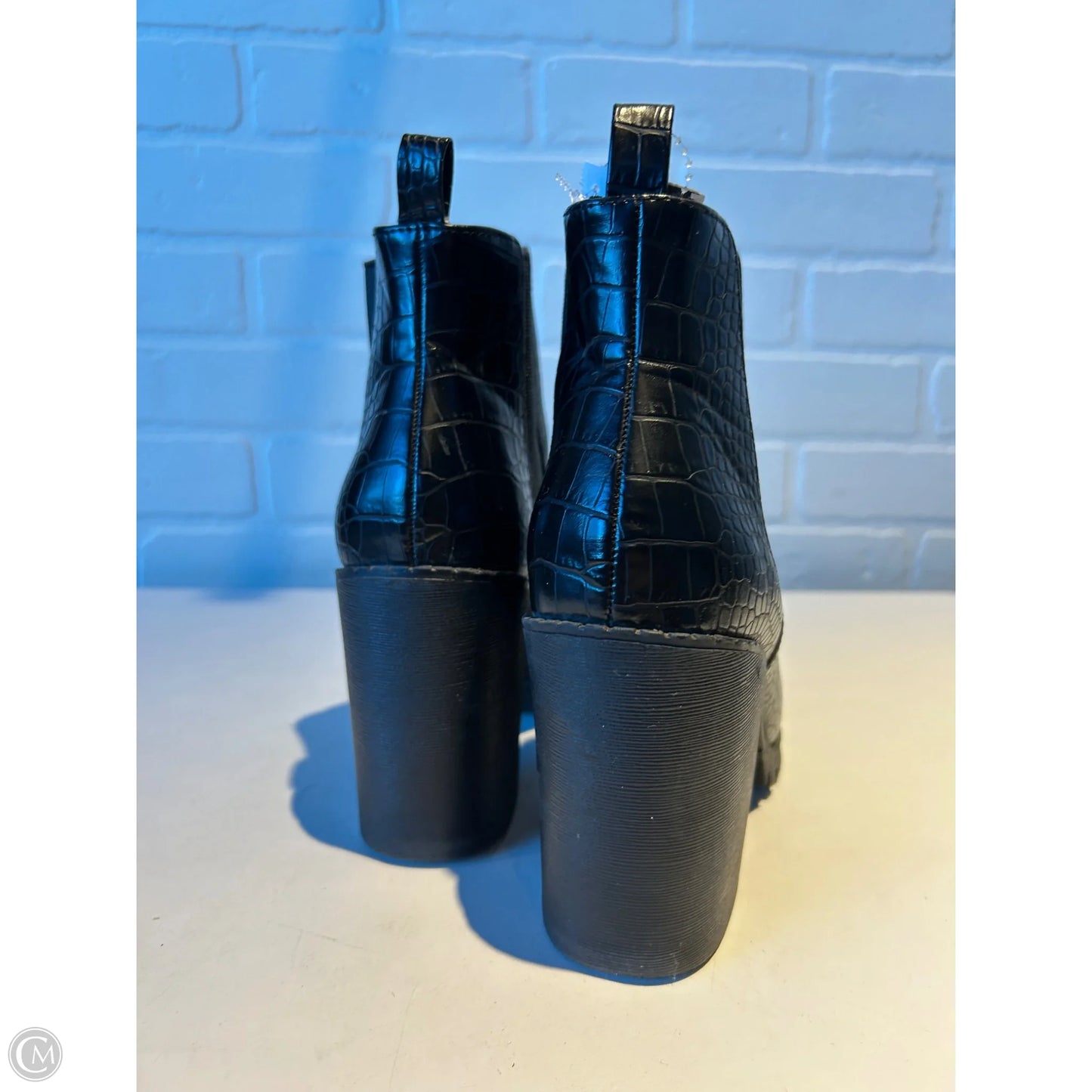 Boots Ankle Heels By Soda In Black, Size: 8