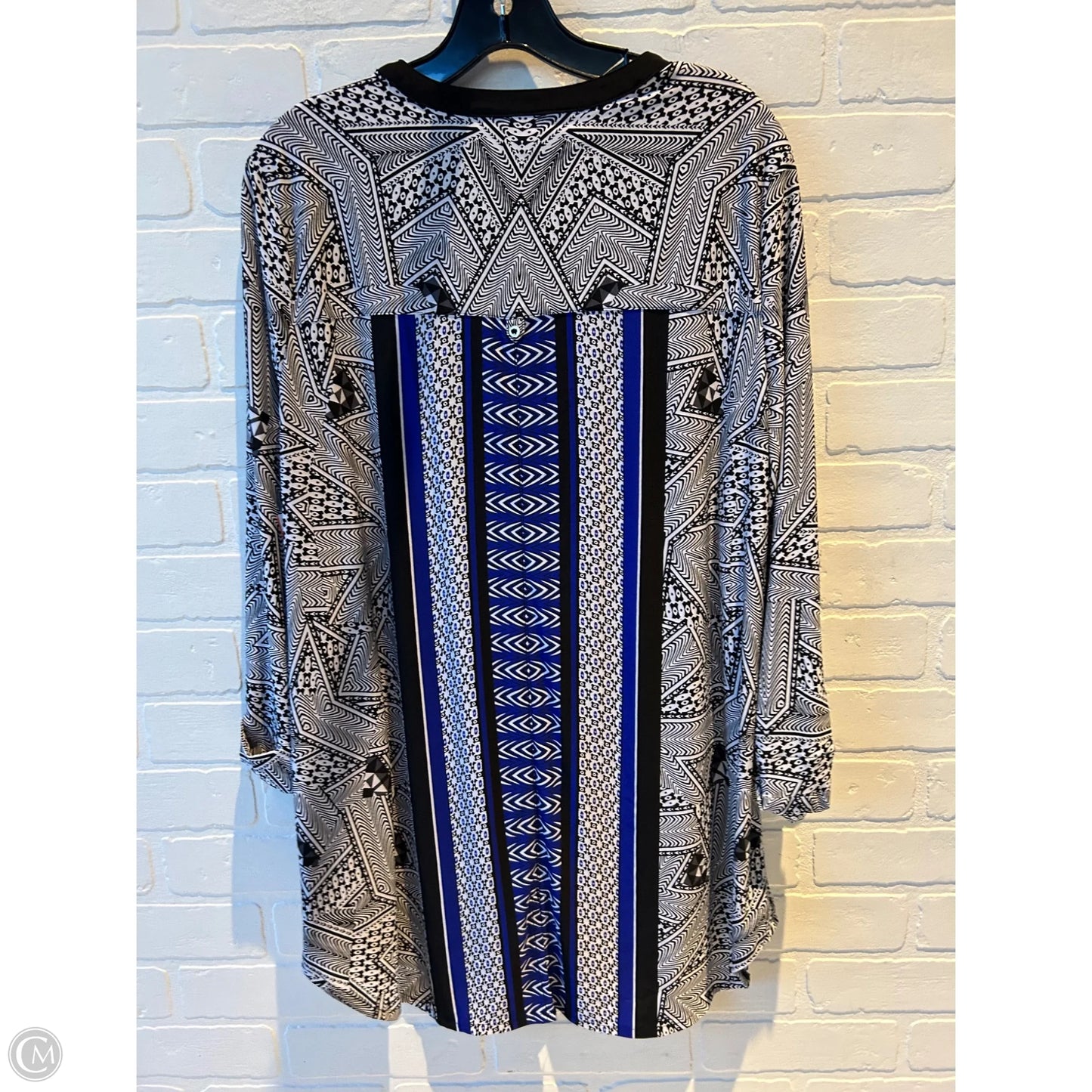 Top Long Sleeve By Nygard Peter In Black & Blue, Size: L