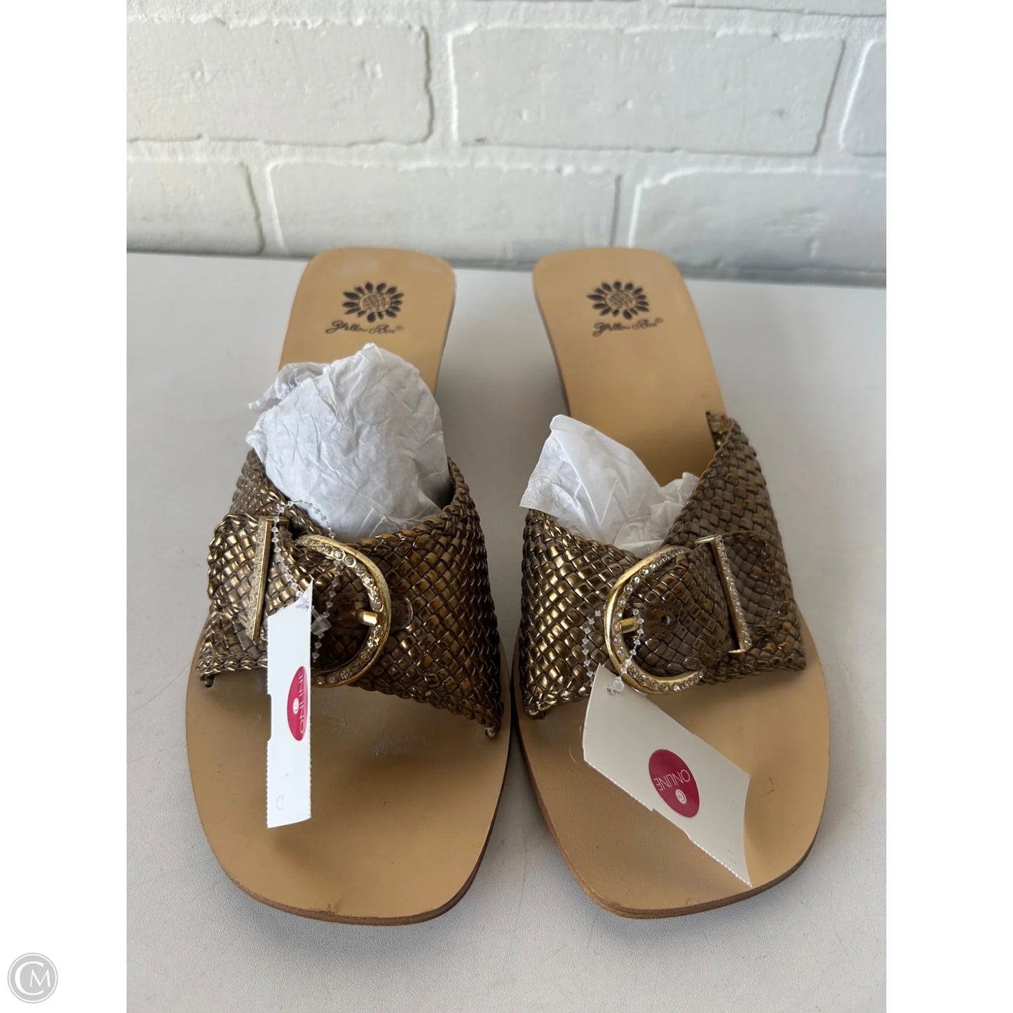 Sandals Heels Block By Yellow Box In Bronze, Size: 9.5