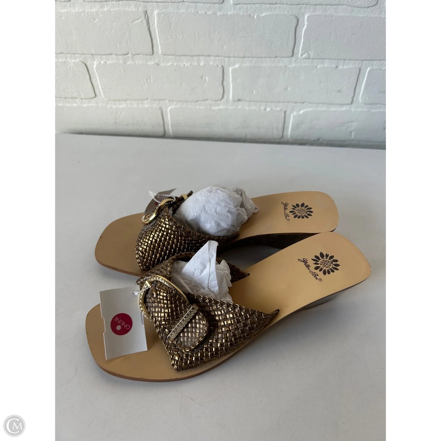 Sandals Heels Block By Yellow Box In Bronze, Size: 9.5