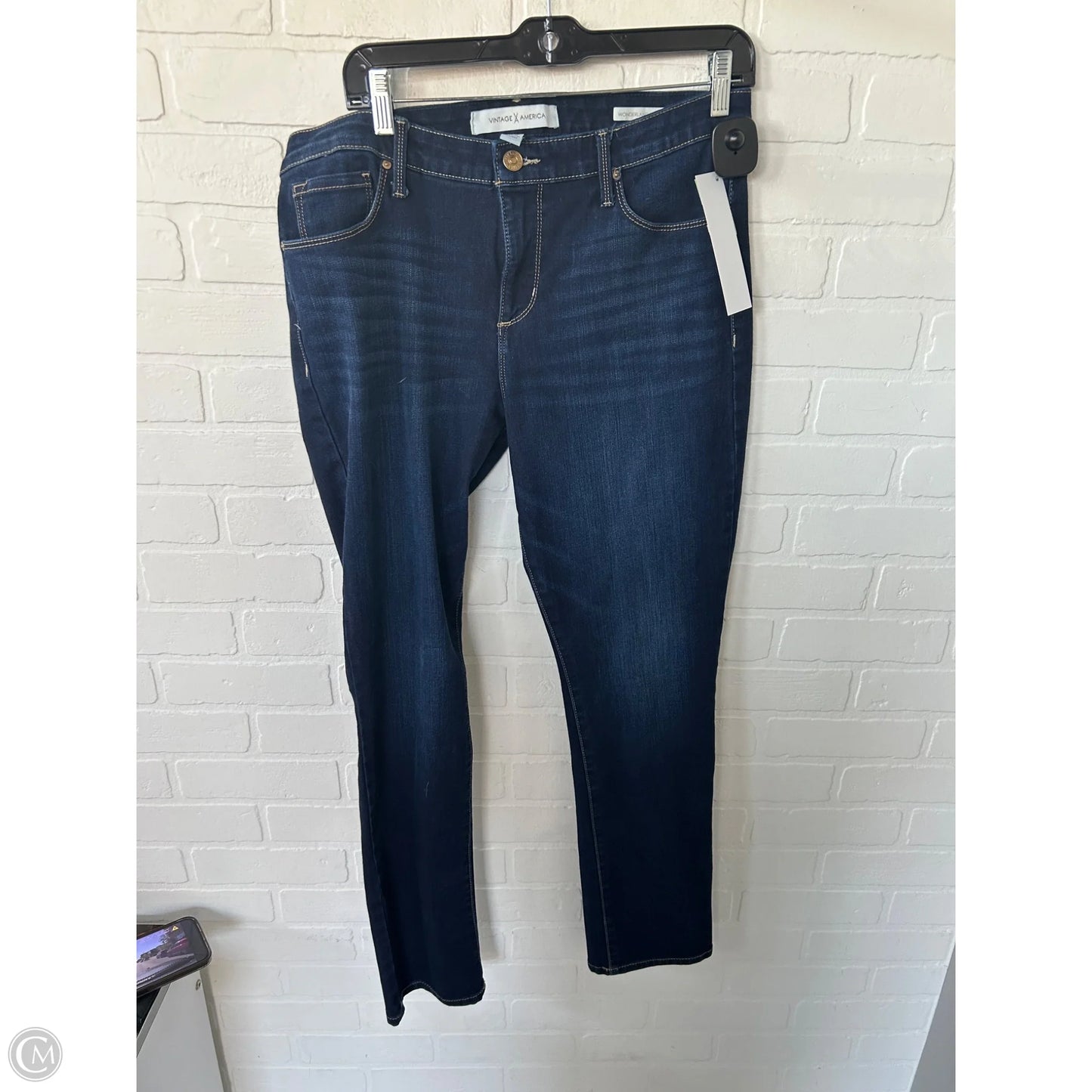 Jeans Straight By Vintage America In Blue Denim, Size: 12