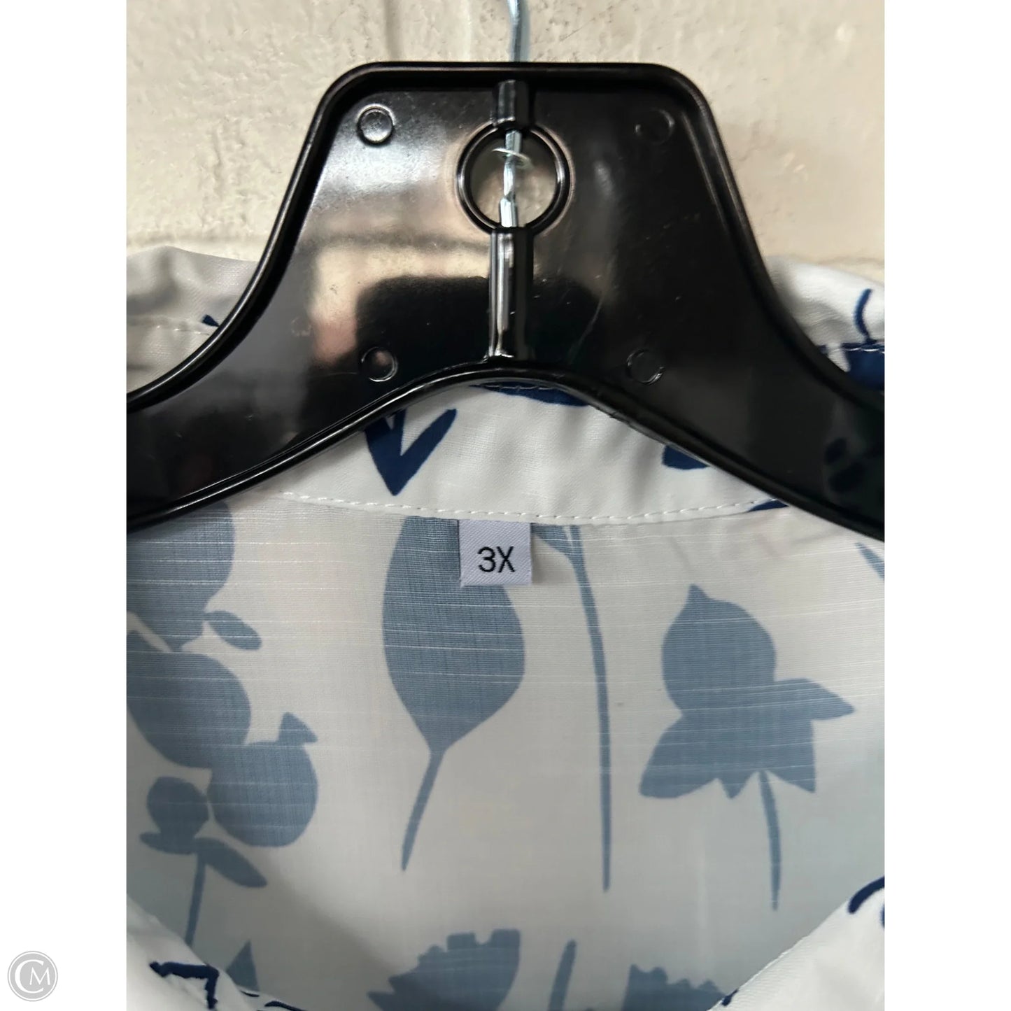 Top Short Sleeve By Cmf In Blue & White, Size: 3x