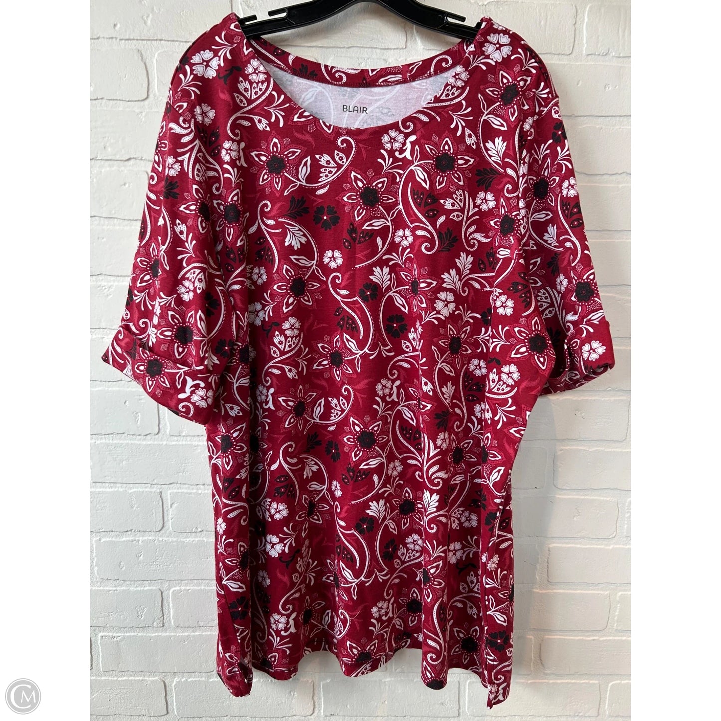Top Short Sleeve By Blair In Red & White, Size: 3x