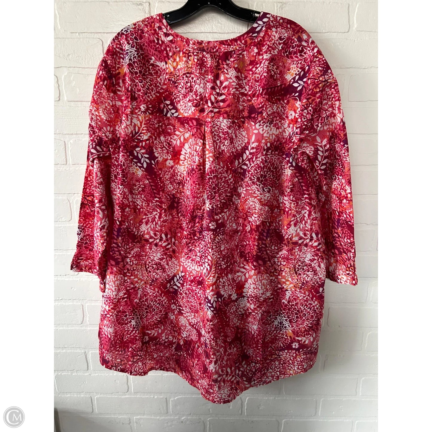 Top Long Sleeve By Catherines In Pink & White, Size: 2x