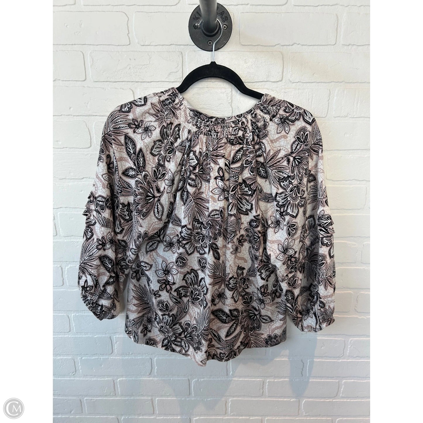 Top 3/4 Sleeve By Evereve In Black & Brown, Size: Xs