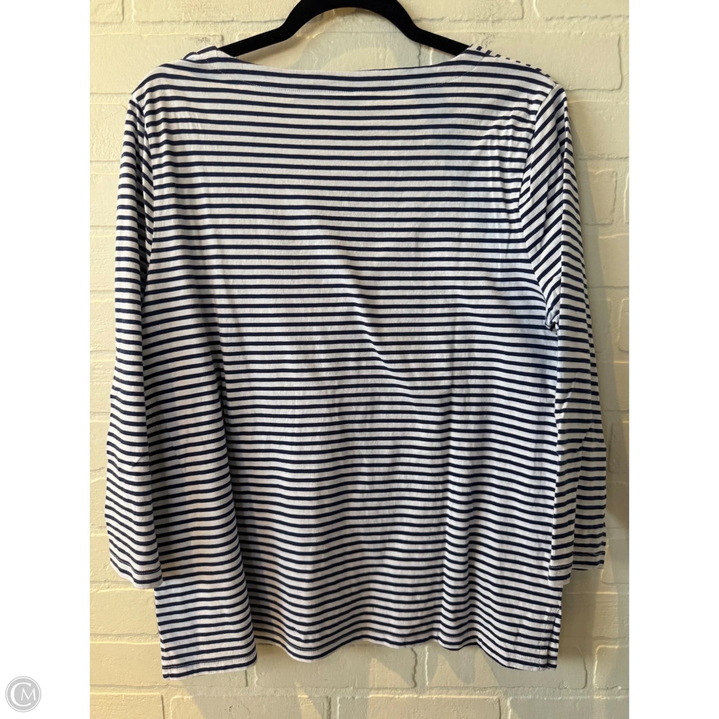 Top Long Sleeve By Talbots In Blue & White, Size: L