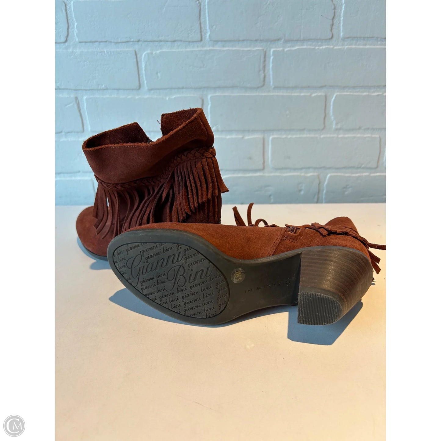 Boots Ankle Heels By Gianni Bini In Brown, Size: 5.5