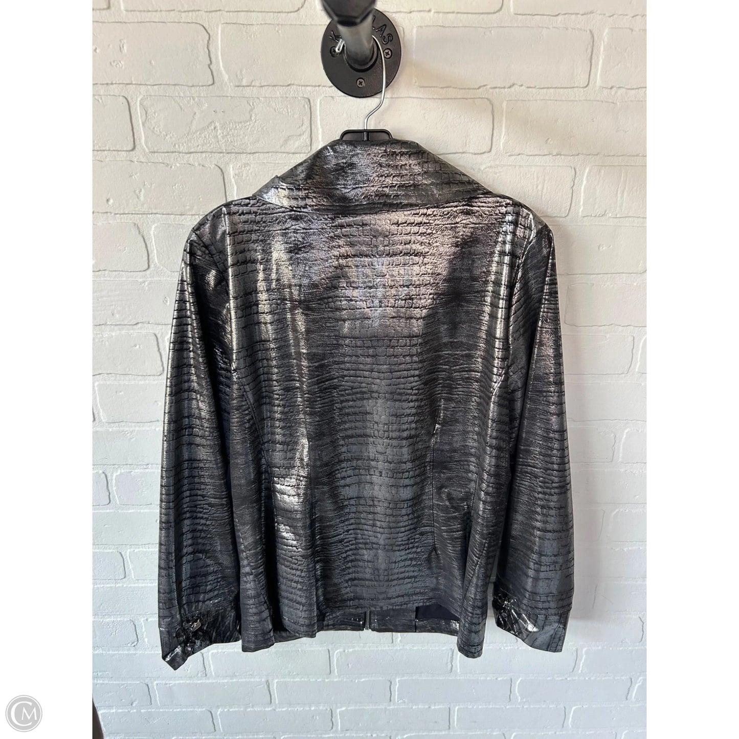 Jacket Shirt By Zenergy By Chicos In Silver, Size: M