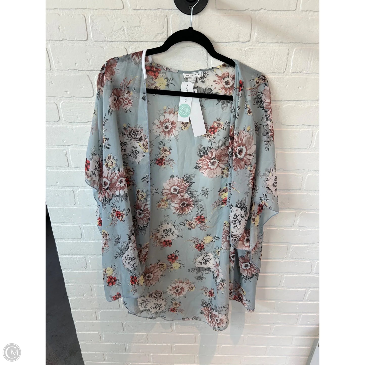 Kimono By Clothes Mentor In Blue & Pink, Size: 1x