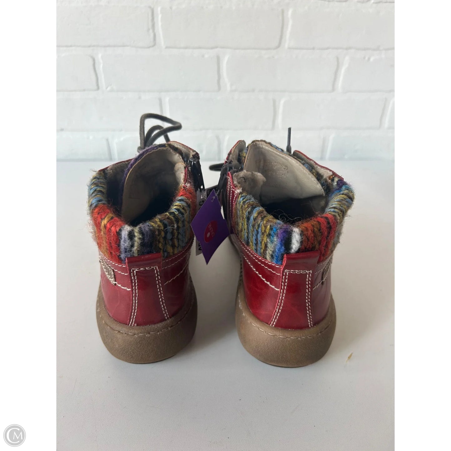 Boots Ankle Flats By Josef Seibel In Red & Tan, Size: 8.5