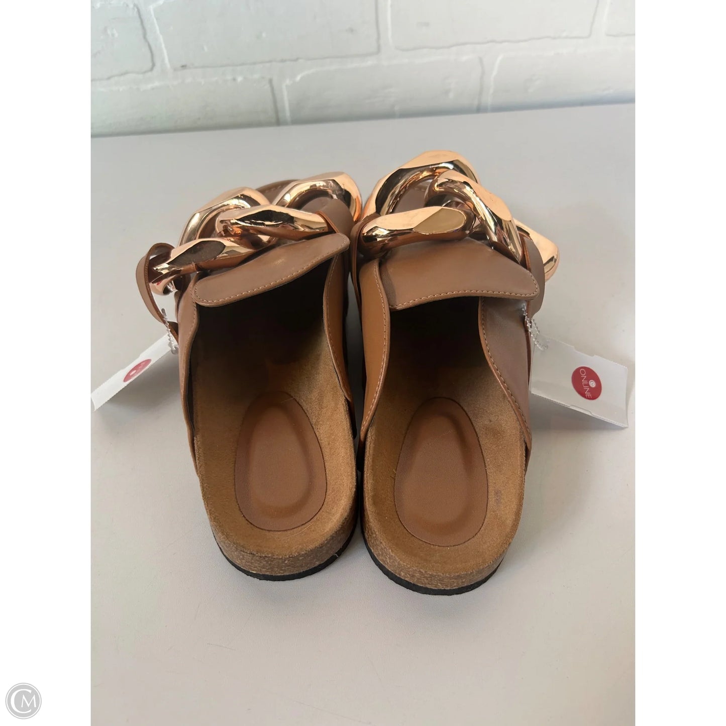 Shoes Flats By Clothes Mentor In Brown & Gold, Size: 9