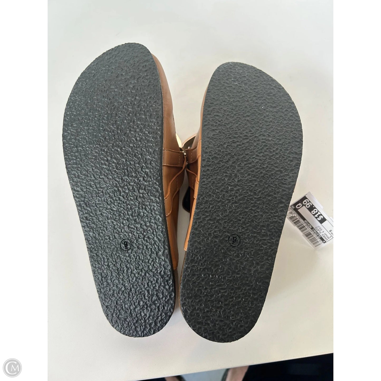 Shoes Flats By Clothes Mentor In Brown & Gold, Size: 9
