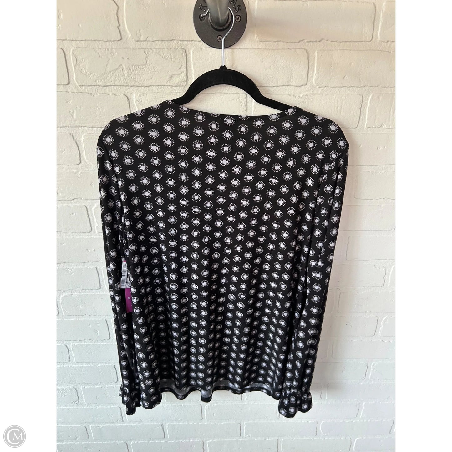 Top Long Sleeve By Anne Klein In Black & White, Size: L