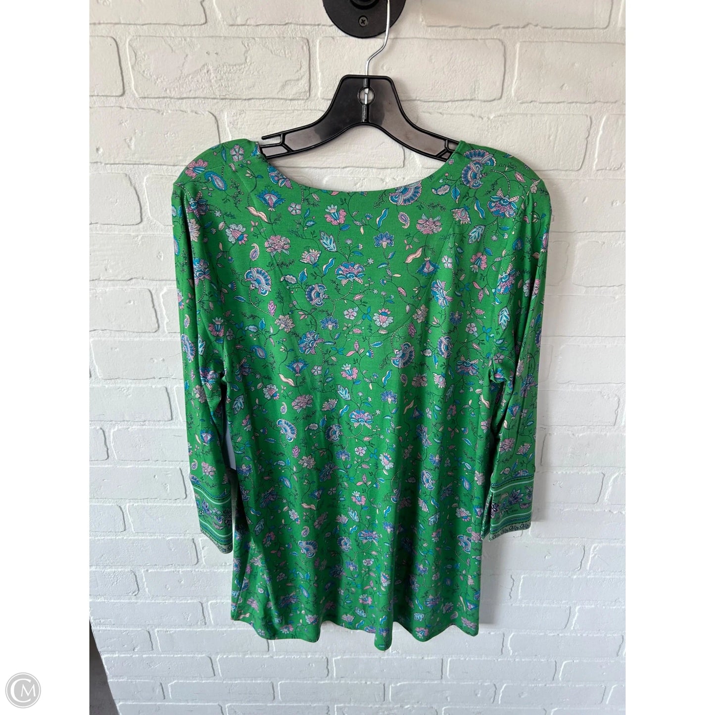 Top 3/4 Sleeve By J. Jill In Green & Pink, Size: M