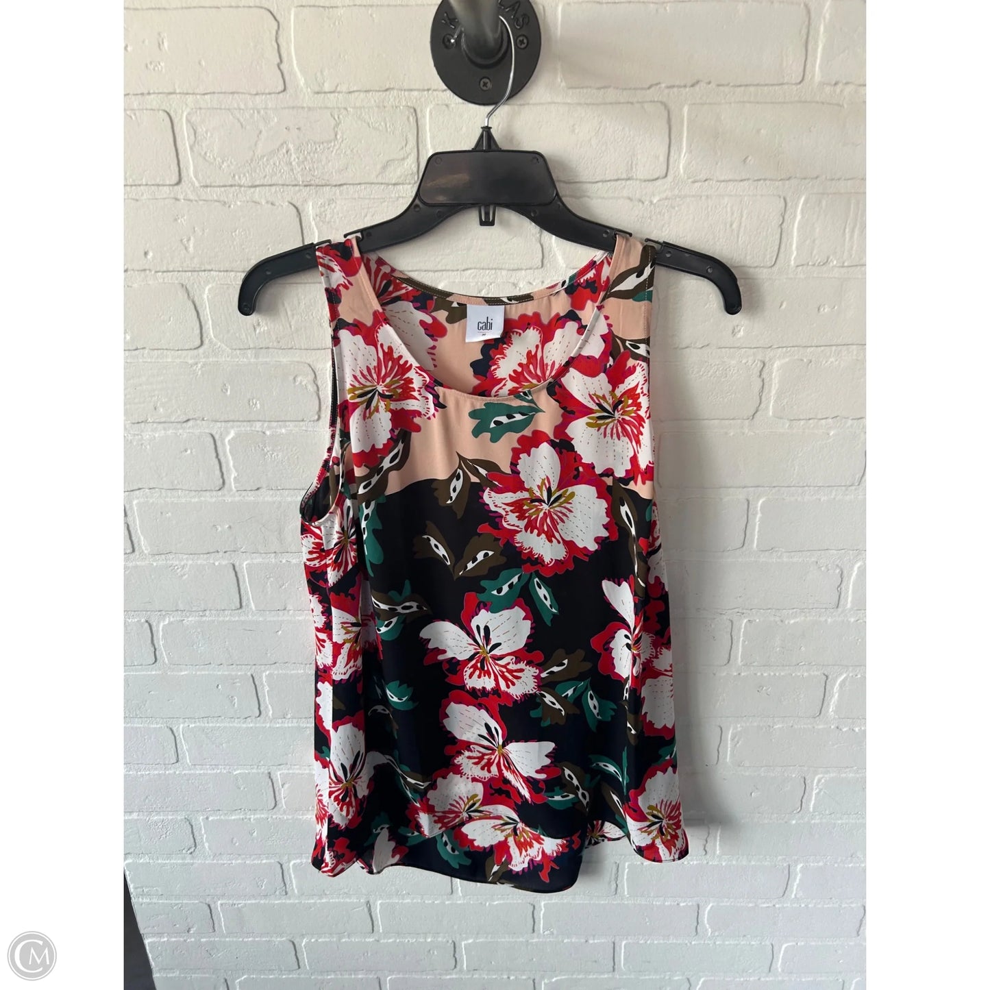 Top Sleeveless By Cabi In Black & Green, Size: M