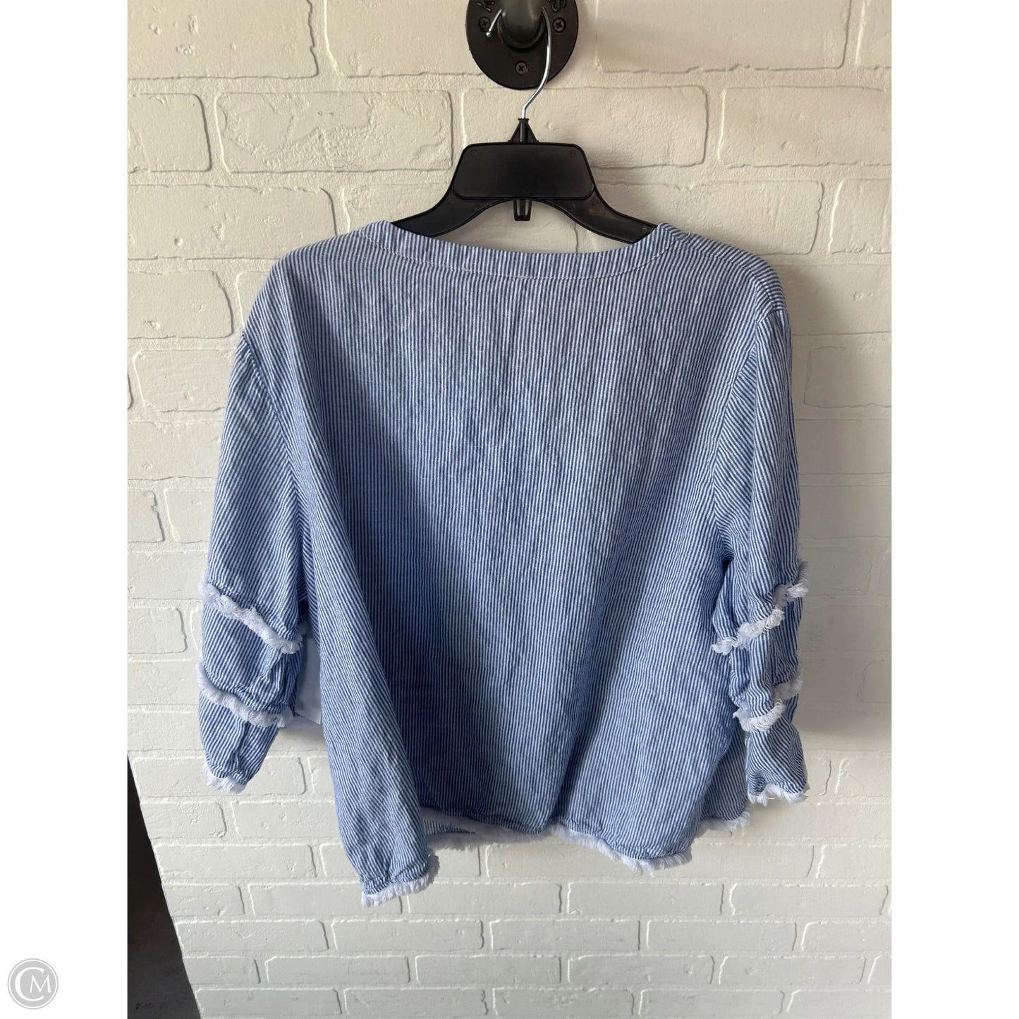 Top Long Sleeve By Cynthia Rowley In Blue & White, Size: 2x