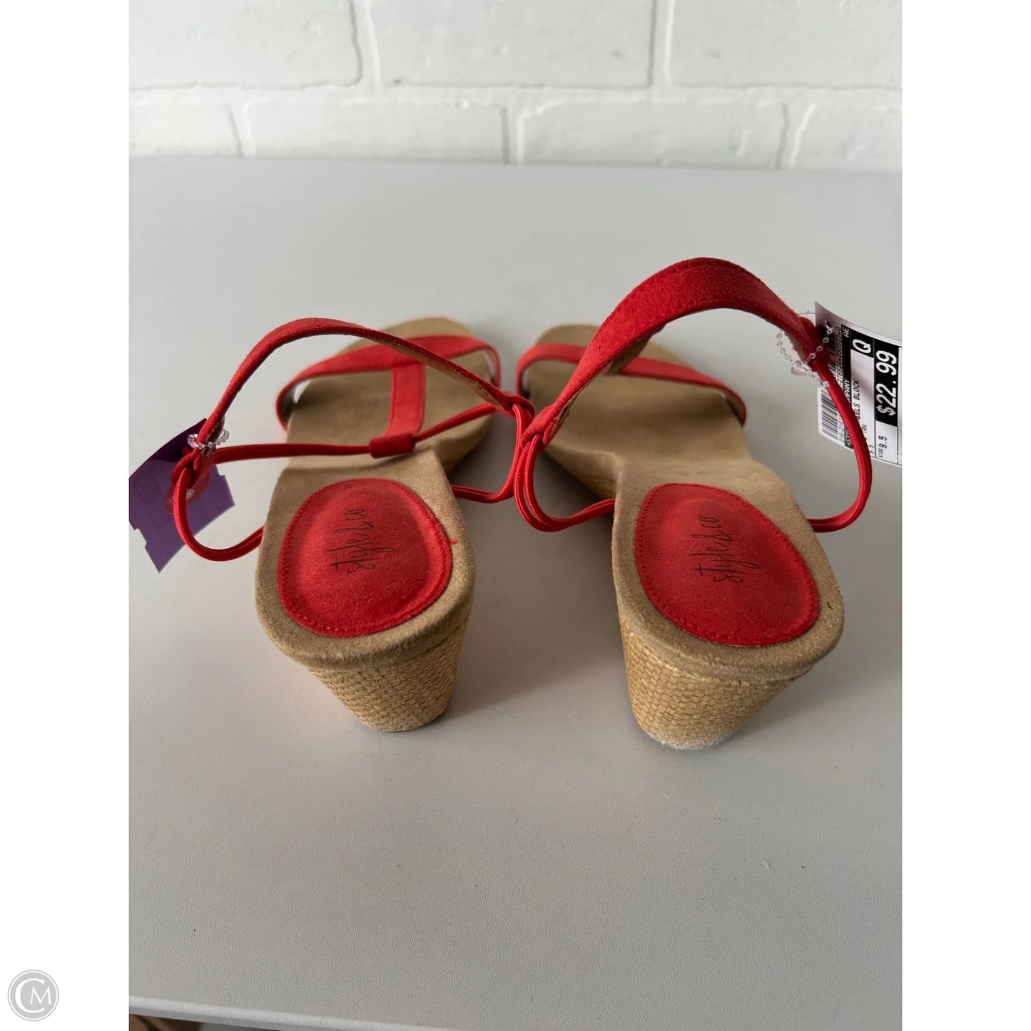 Sandals Heels Block By Style And Company In Red & Tan, Size: 9.5