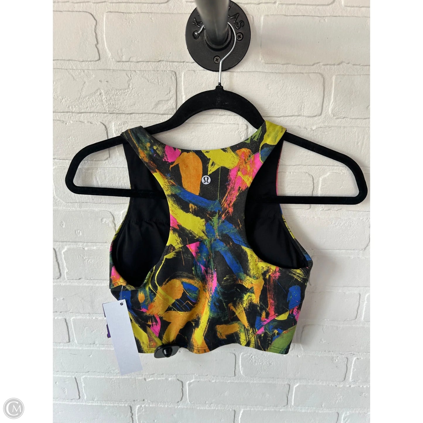 Athletic Bra By Lululemon In Black & Yellow, Size: S