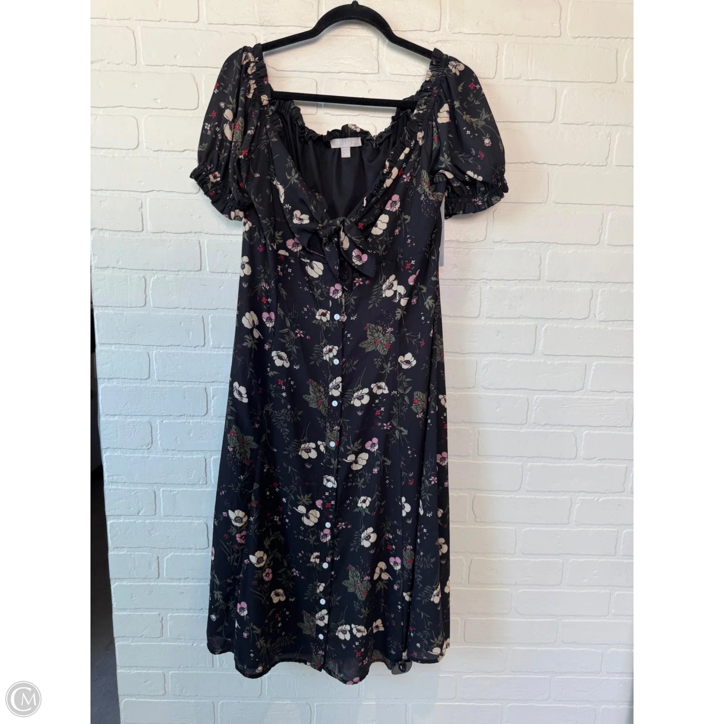Dress Casual Midi By Chelsea 28 In Black & Green, Size: Xl