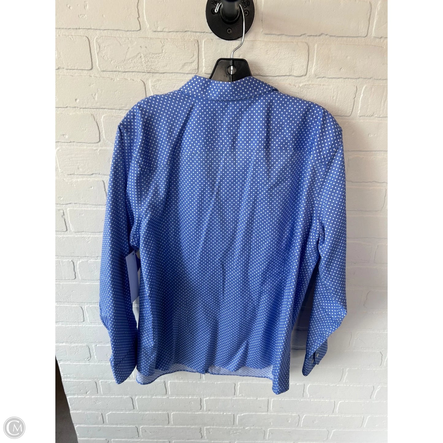 Top Long Sleeve By Chaps In Blue & White, Size: 1x