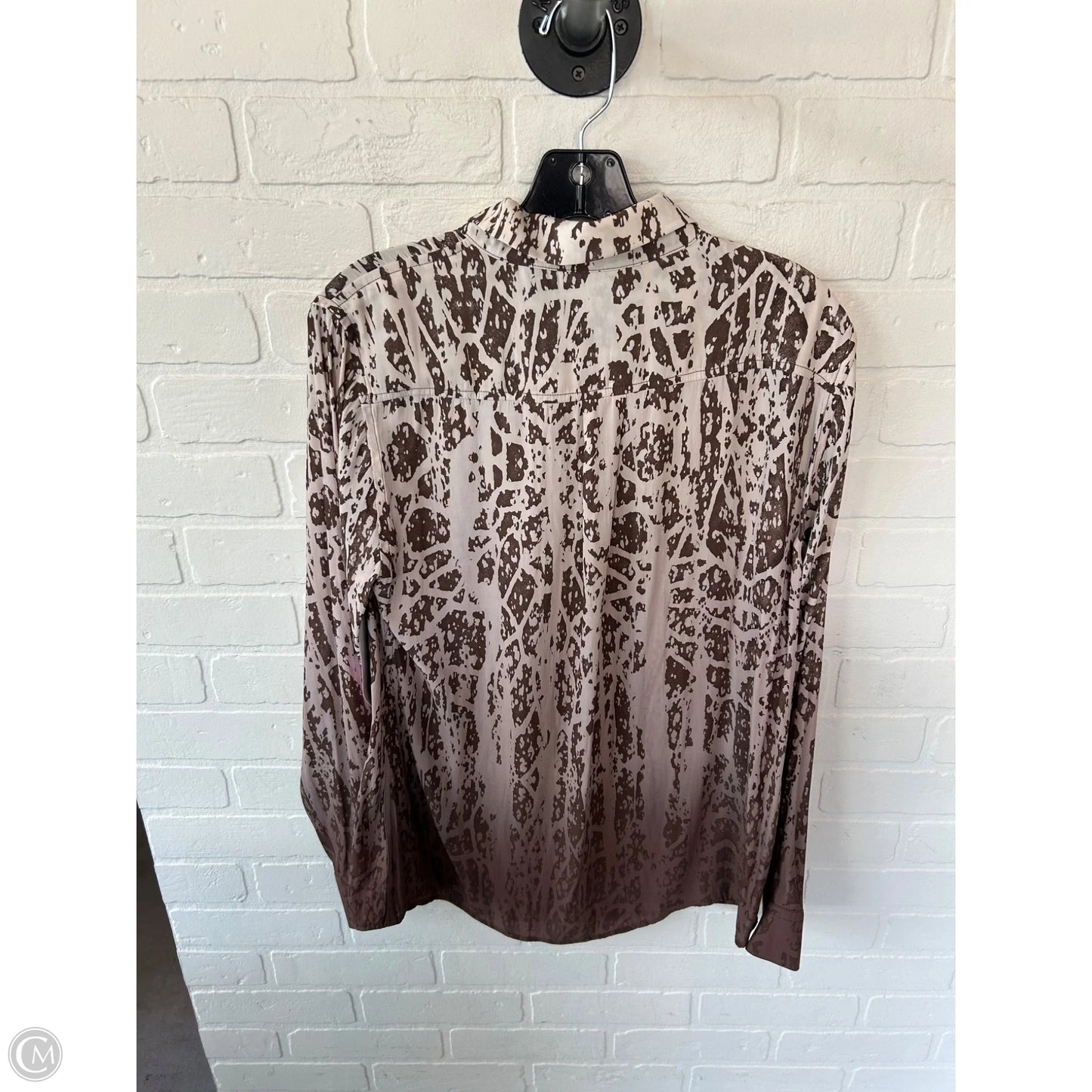 Top Long Sleeve By Johnston & Murphy In Brown & Cream, Size: Xl