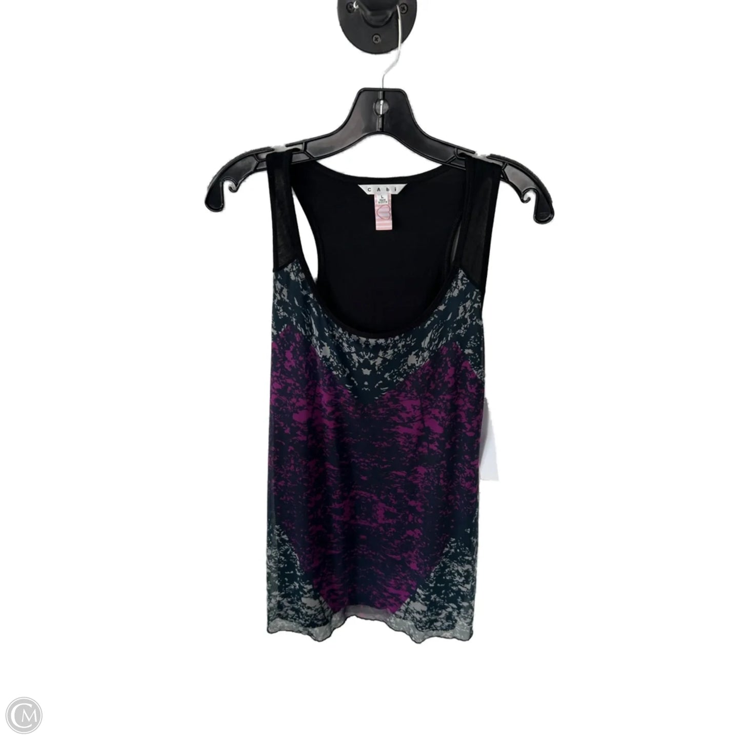 Top Sleeveless By Cabi In Black & Purple, Size: L