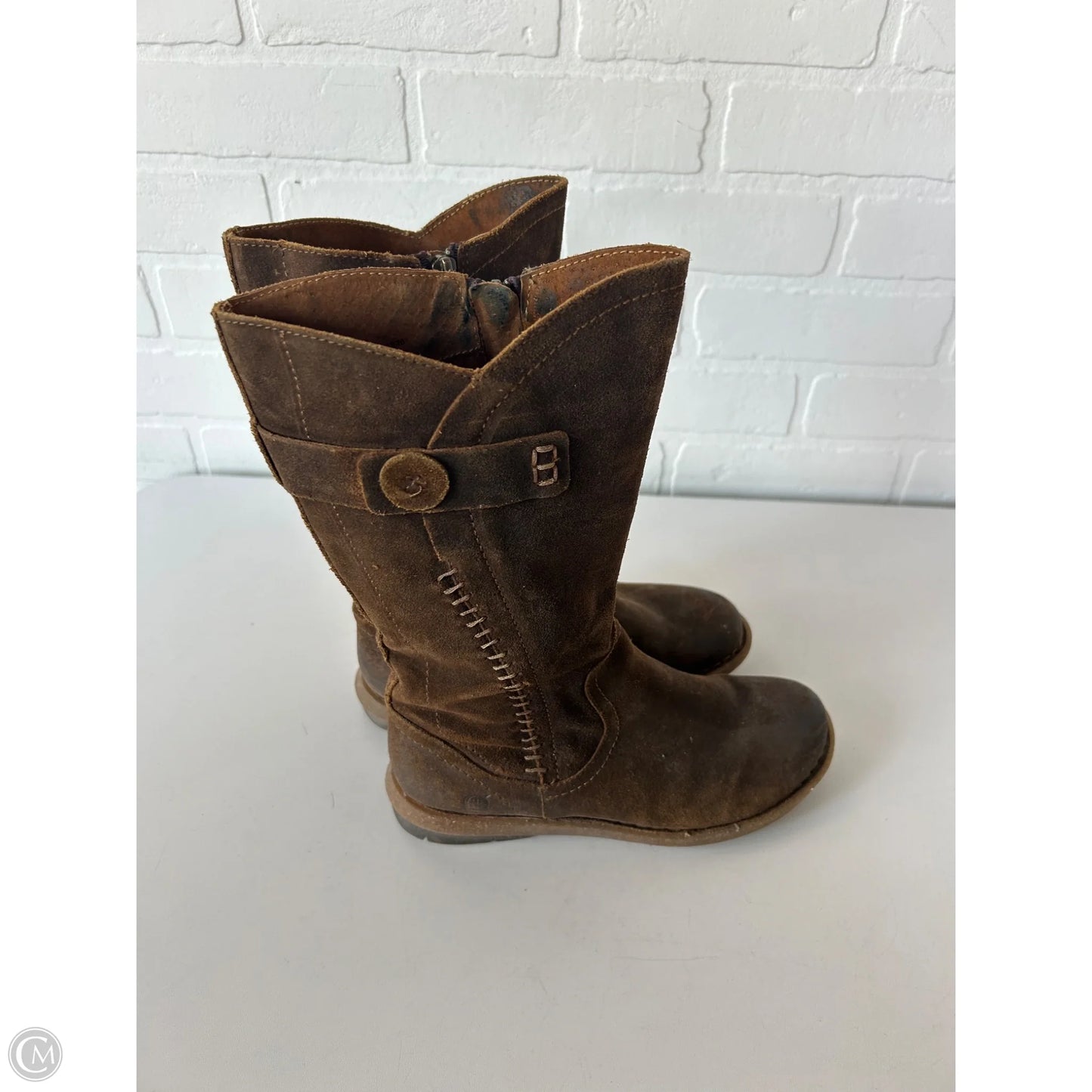 Boots Mid-calf Flats By Born In Brown, Size: 6