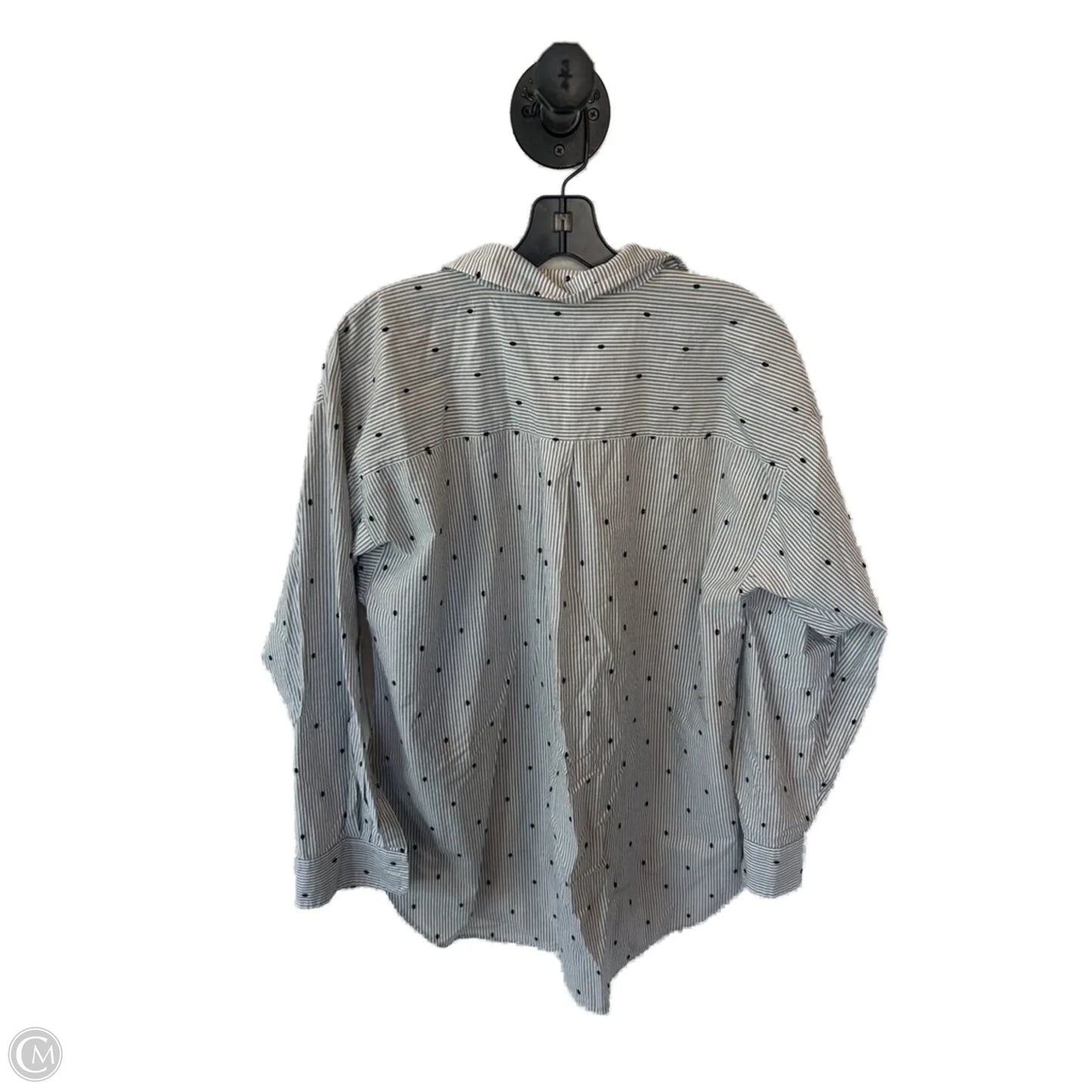 Top Long Sleeve By Loft In Grey & White, Size: M
