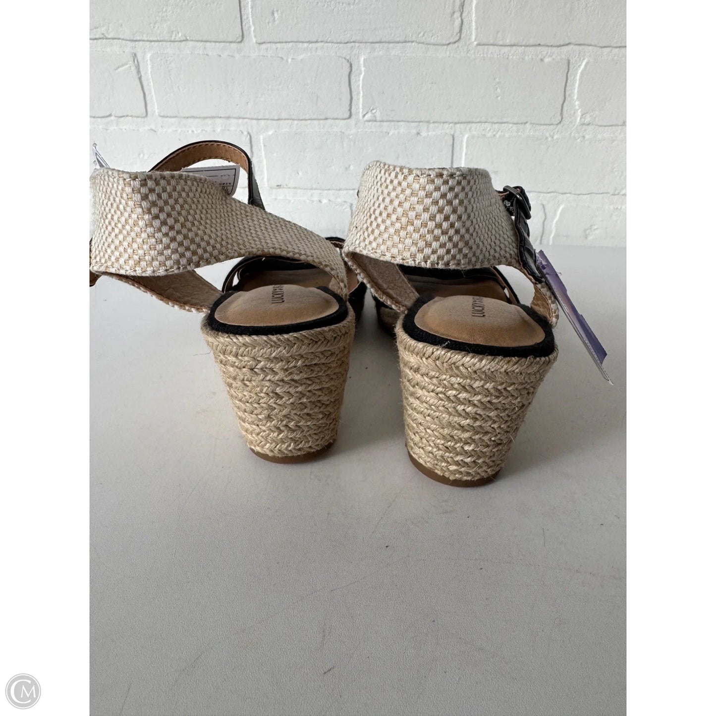 Sandals Heels Wedge By Lucky Brand In Black & Tan, Size: 10