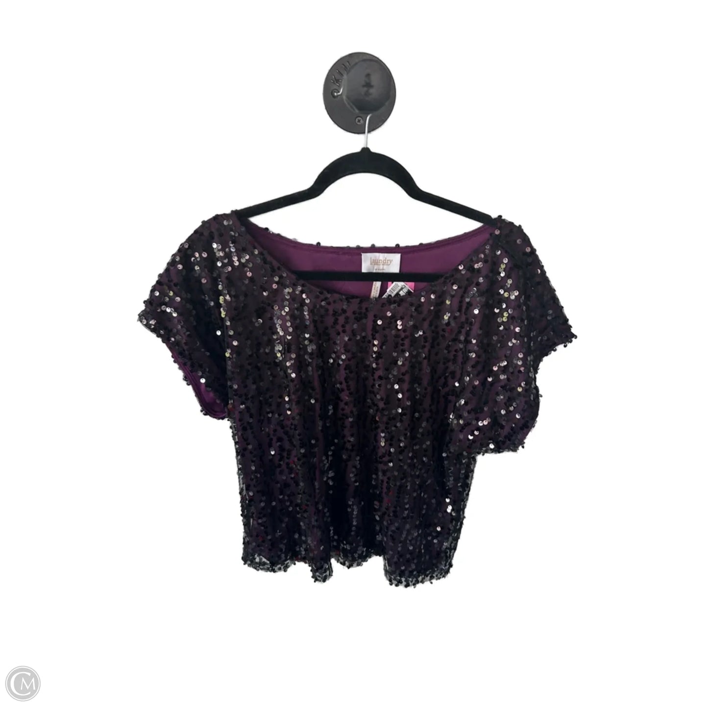 Top Short Sleeve By Laundry In Black & Purple, Size: L