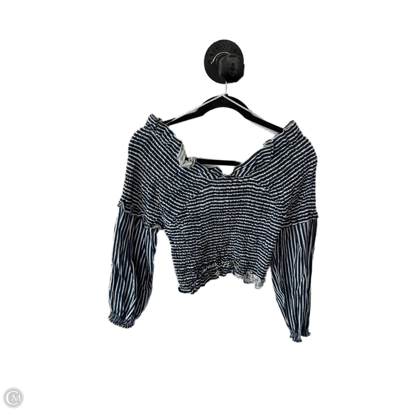 Top Long Sleeve By Zara In Blue & White, Size: Xl