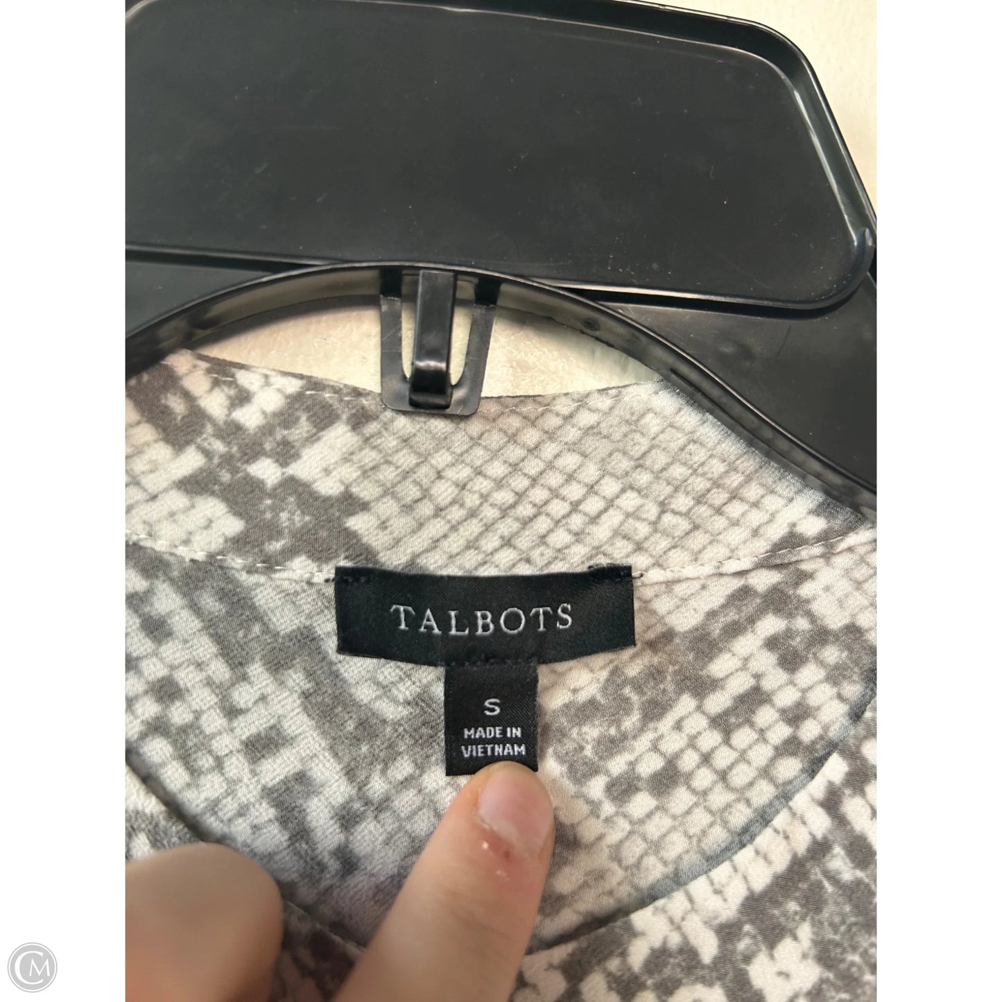 Top Long Sleeve By Talbots In Grey & White, Size: S