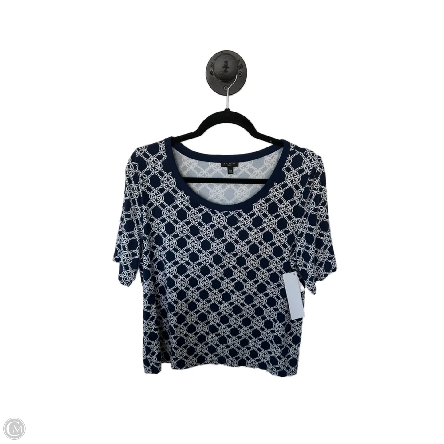 Top Short Sleeve By Talbots In Blue & White, Size: Xlp