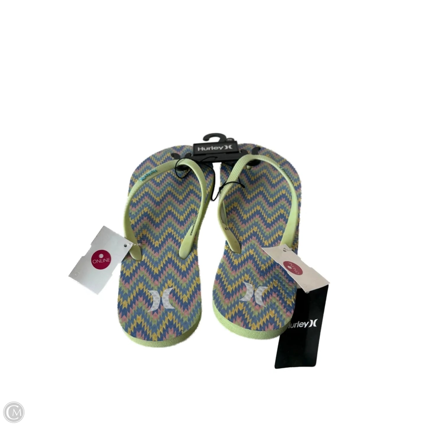 Sandals Flip Flops By Clothes Mentor In Green & Purple, Size: 8