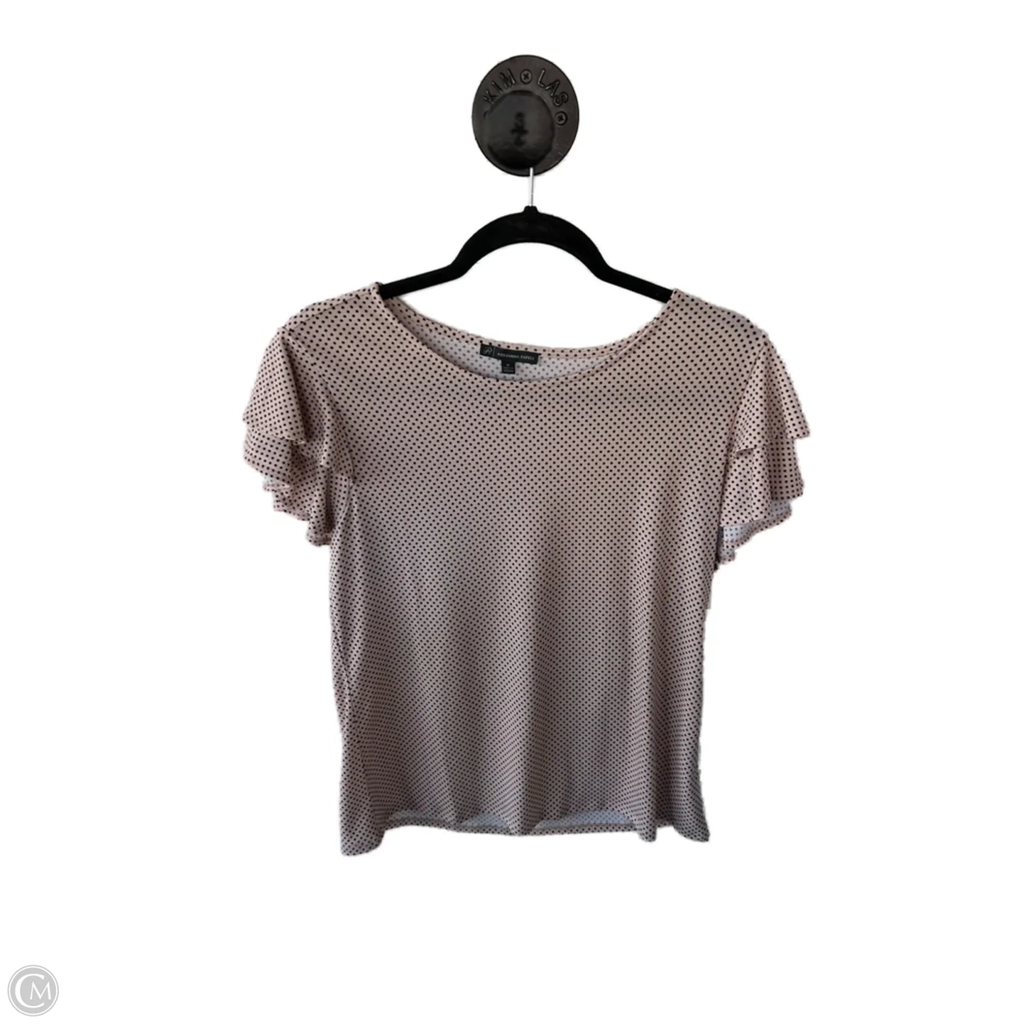 Top Short Sleeve By Adrianna Papell In Black & Tan, Size: M