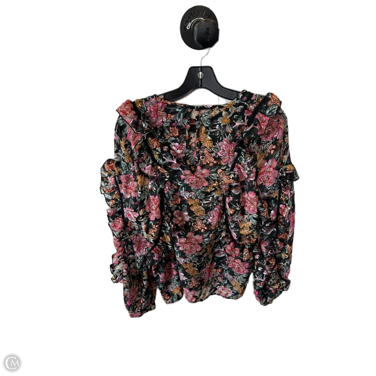 Top Long Sleeve By Top Shop In Black & Green, Size: L