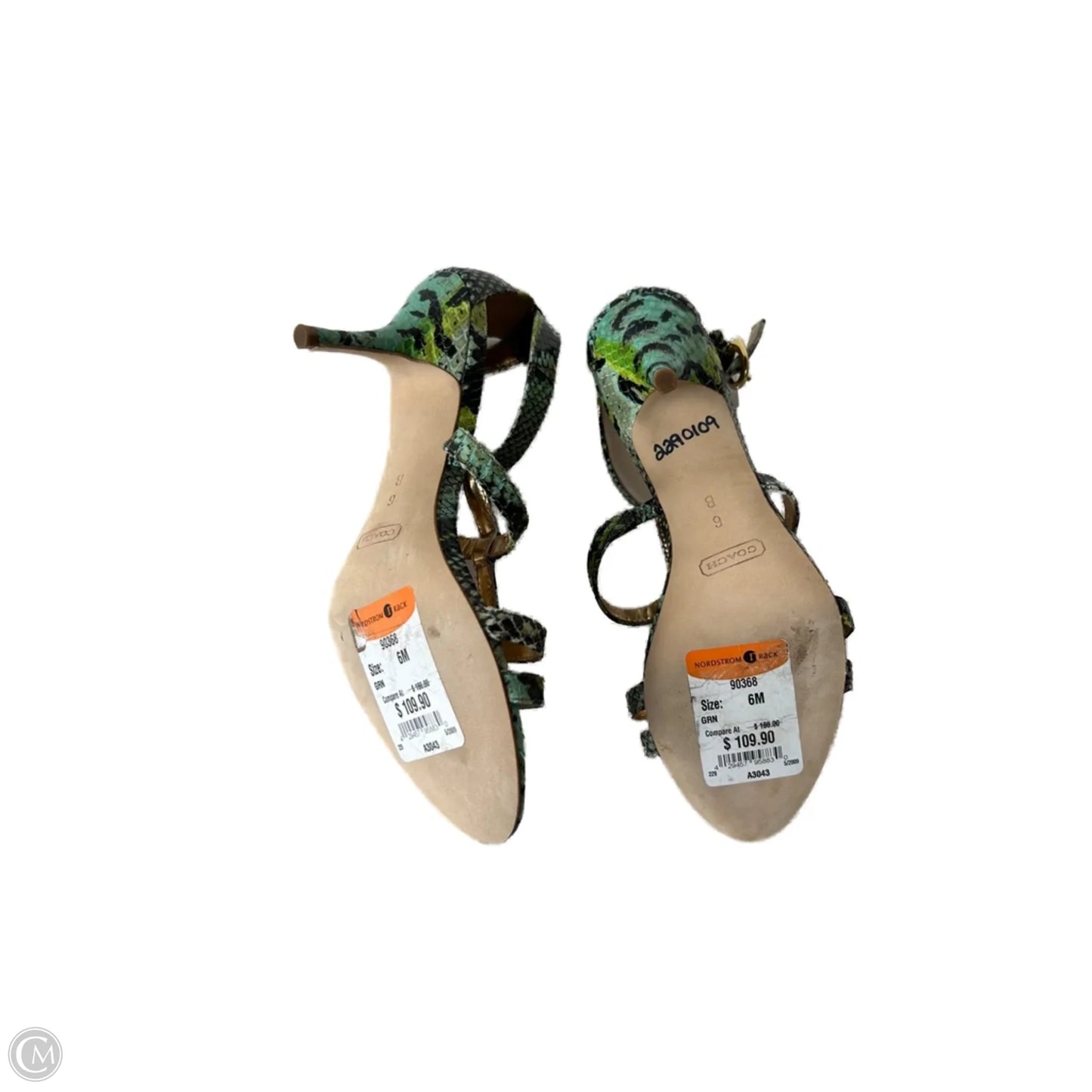 Sandals Designer By Coach In Black & Green, Size: 6