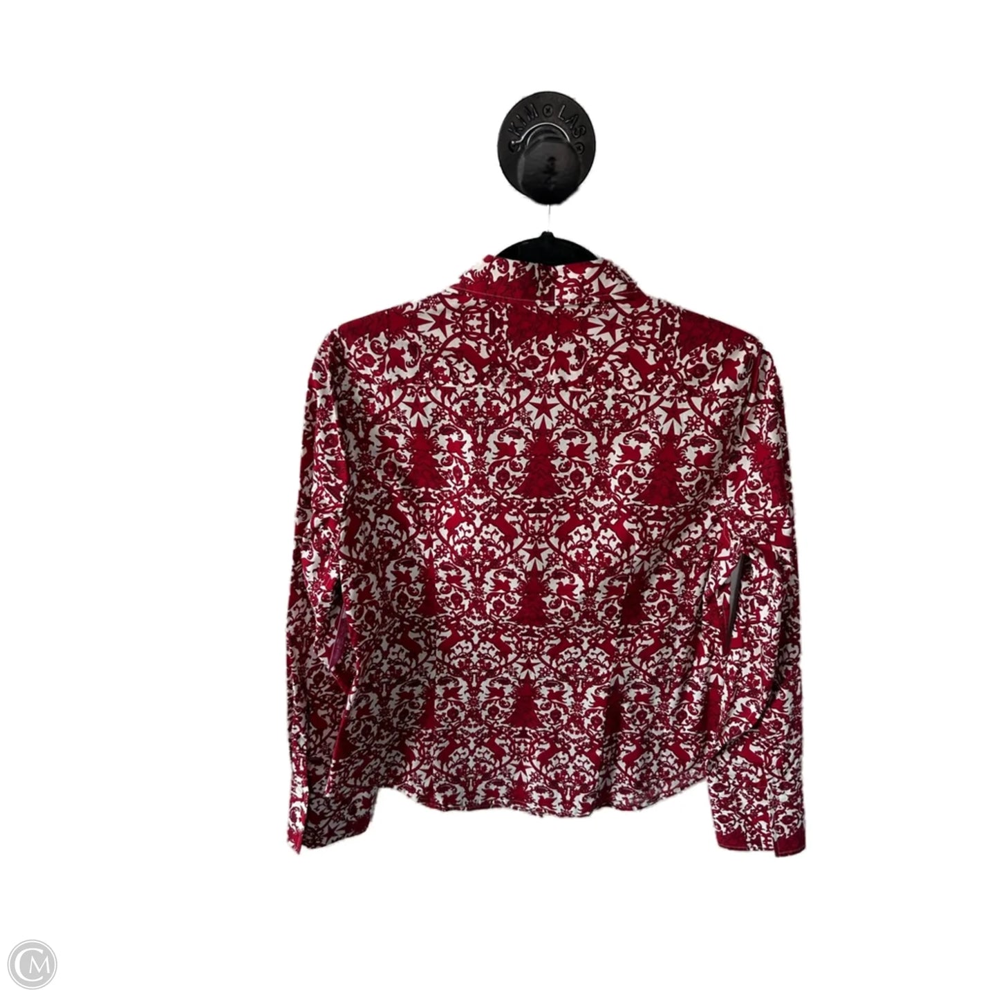 Top Long Sleeve By Talbots In Red & White, Size: M