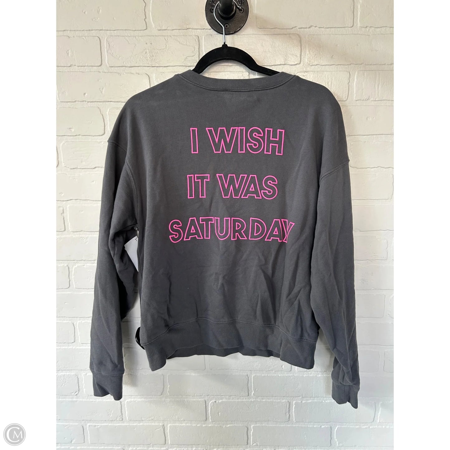 Sweatshirt Crewneck By Wildfox In Grey & Pink, Size: M