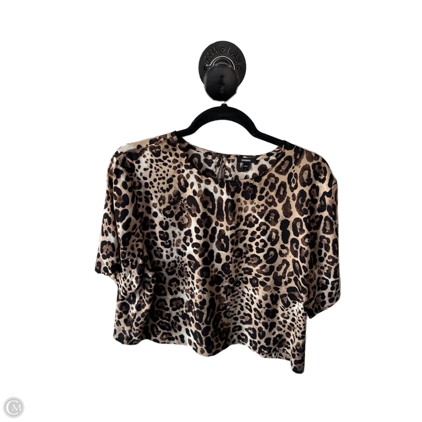 Top Short Sleeve By Express In Animal Print, Size: L