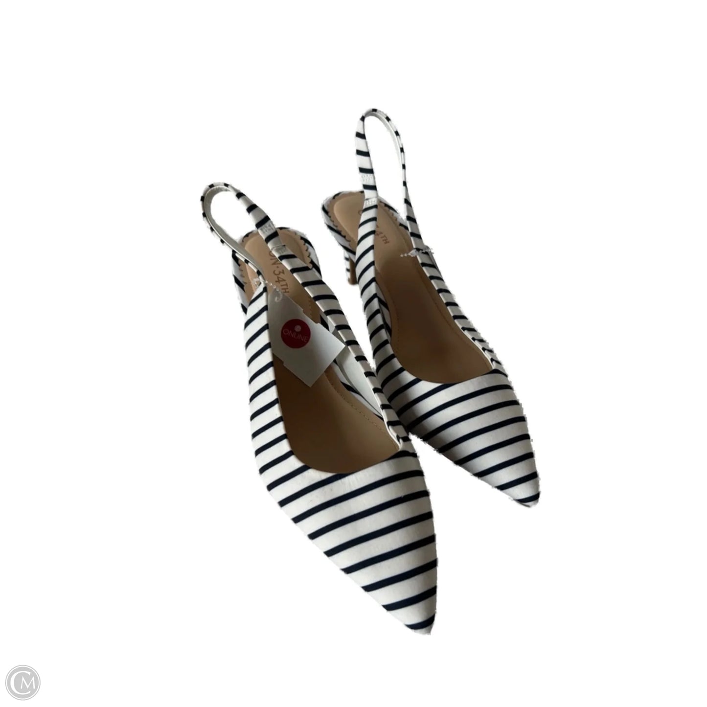 Shoes Heels Kitten By Clothes Mentor In Blue & White, Size: 9.5