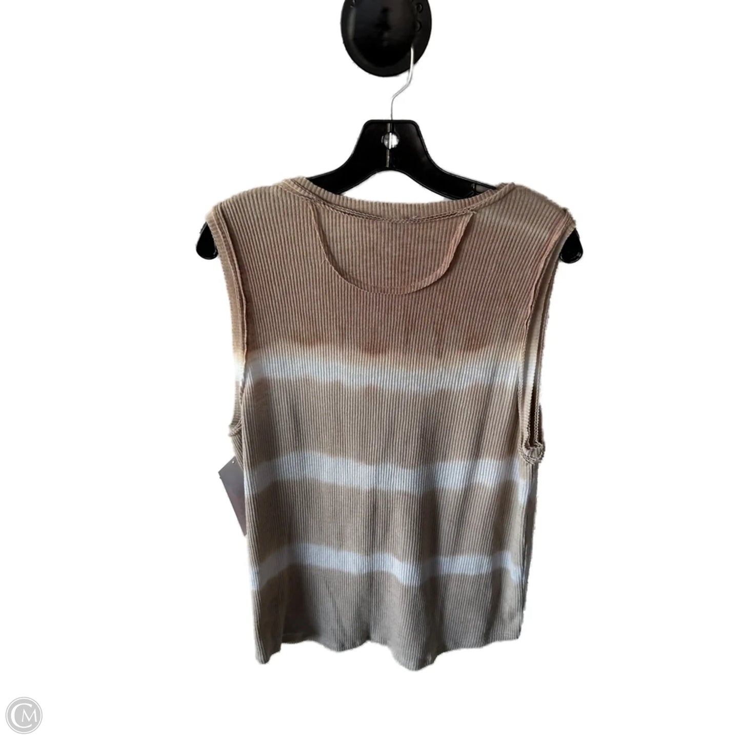 Top Sleeveless Basic By Pol In Tan & White, Size: 2x