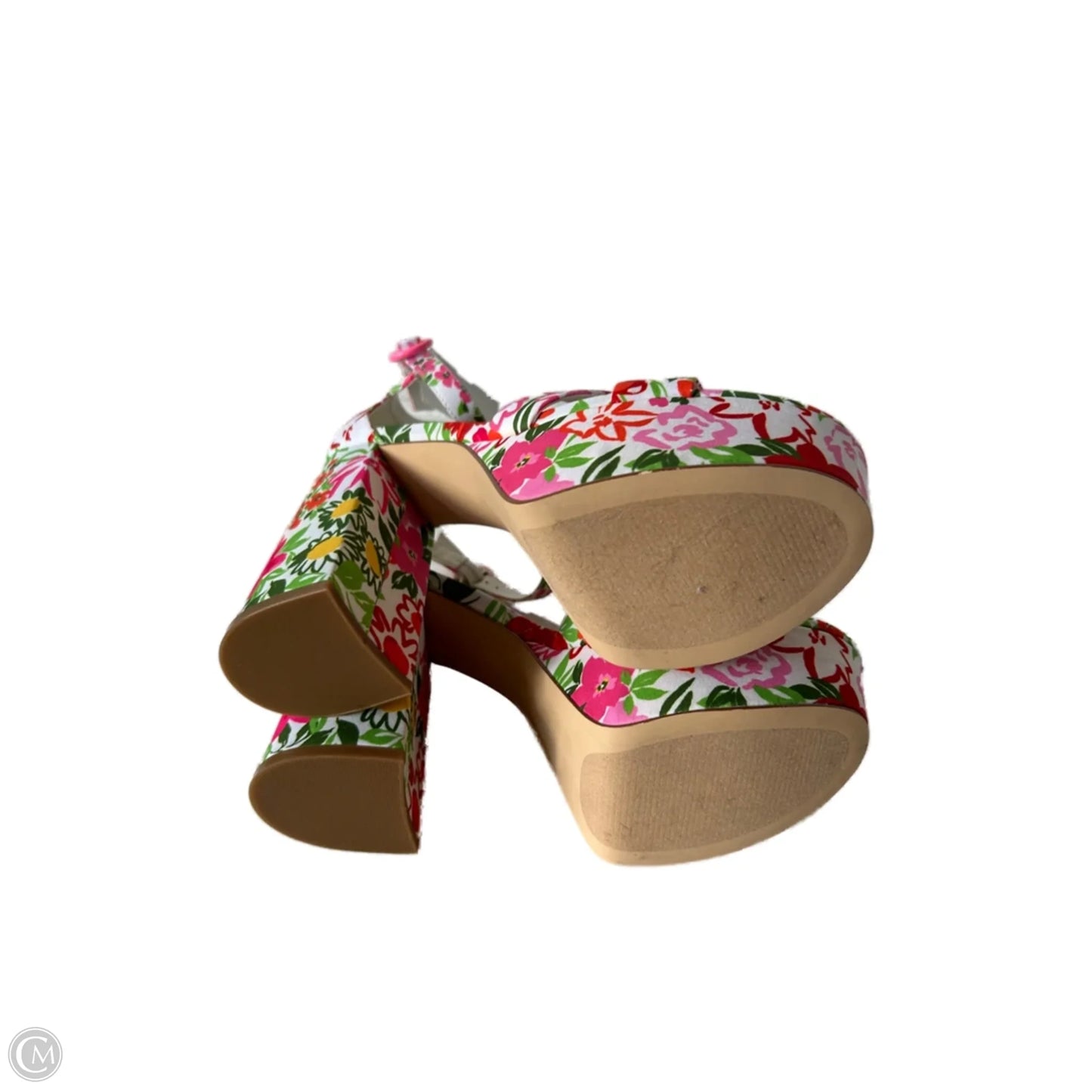 Sandals Heels Block By Nine West In Floral Print, Size: 7.5