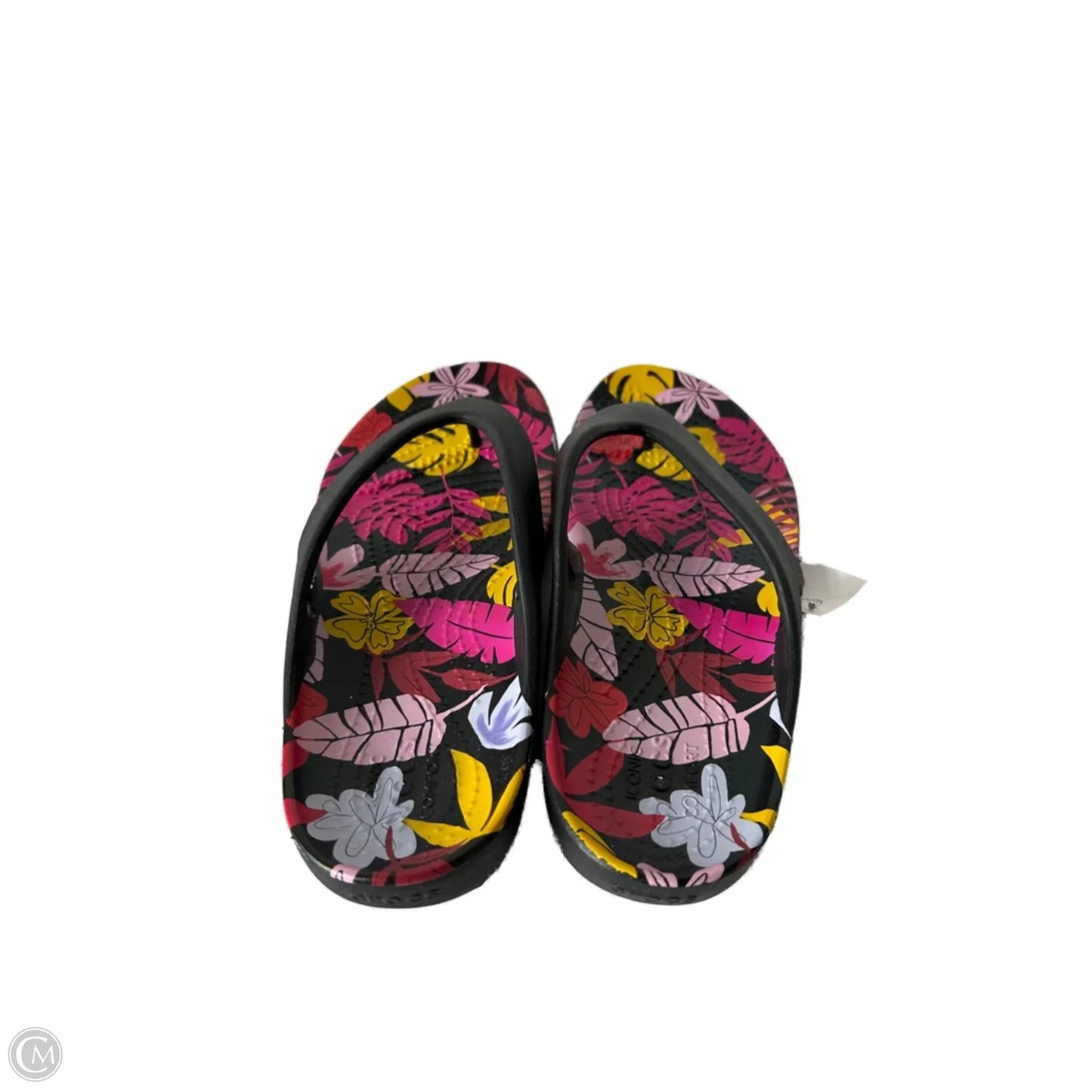 Sandals Flip Flops By Crocs In Black & Pink, Size: 8