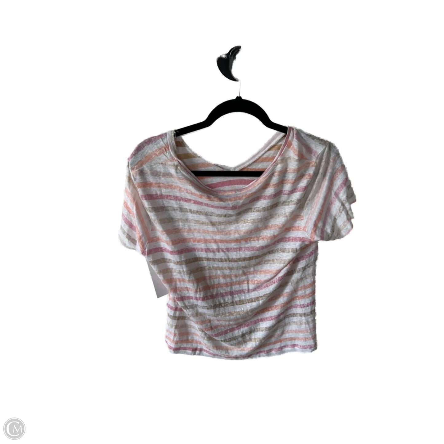 Top Short Sleeve Basic By Charlie B In Orange & Tan, Size: L