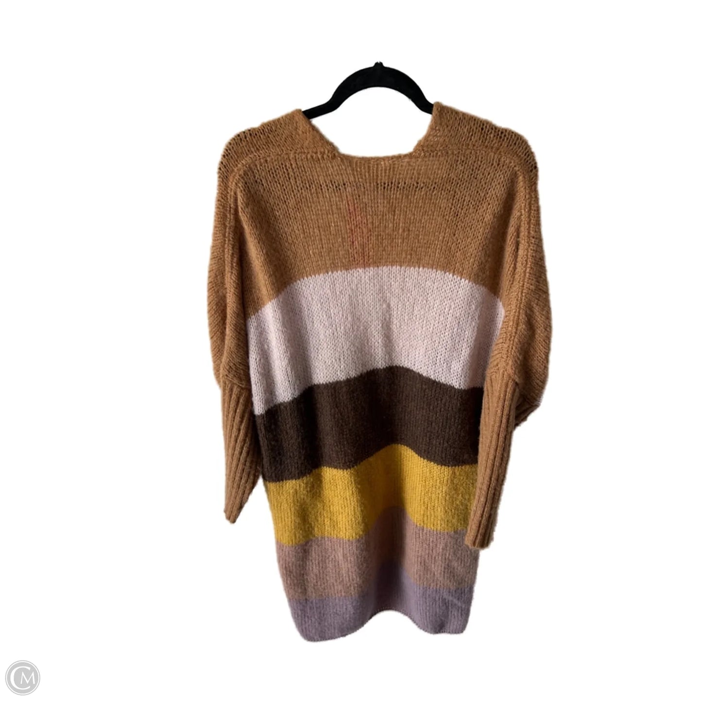 Sweater Cardigan By Clothes Mentor In Brown & Yellow, Size: M