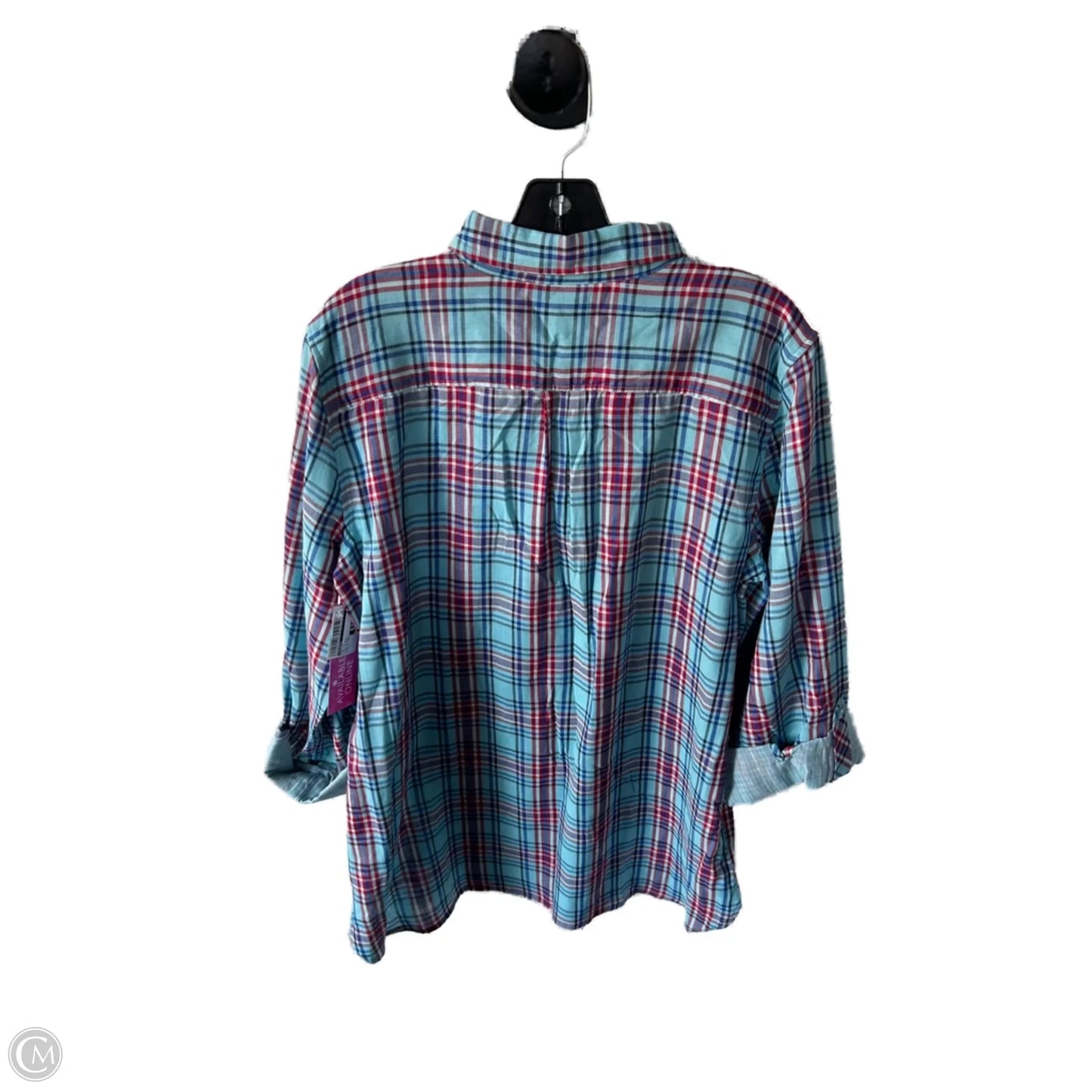 Top Long Sleeve By Talbots In Blue & Red, Size: L